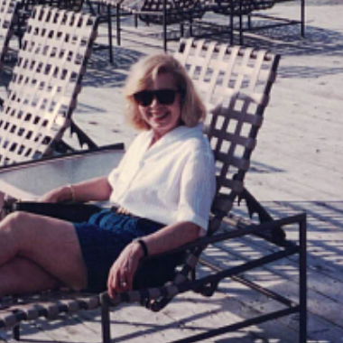 A picture of my mom, looking completely relaxed and happy.